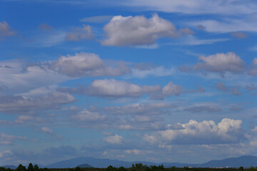 Fototapeta na wymiar Blue sky with white clouds in the daytime background.