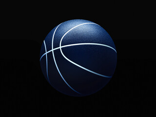 3D rendering of basketball ball against black background. Graphical element with abstract concept...