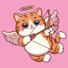 cute cat vector as cupid for valentine's day illustration