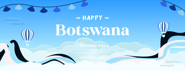 Botswana Independence Day banner in colorful modern geometric style. Happy independence and national day greeting card cover with typography. Vector illustration for national holiday celebration party