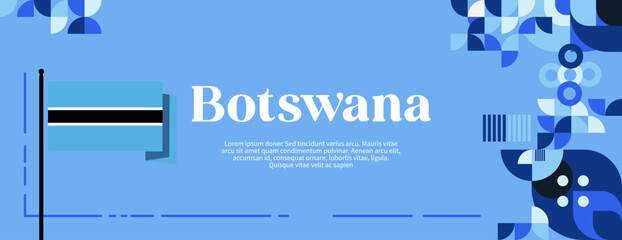 Botswana Independence Day banner in colorful modern geometric style. Happy independence and national day greeting card cover with typography. Vector illustration for national holiday celebration party