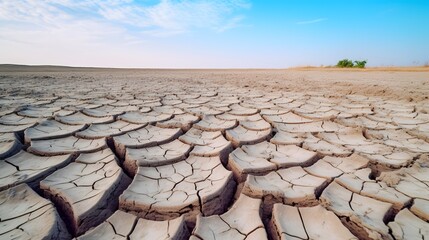 Climate change and drought land. Water crisis. Arid climate. Crack soil. Nature disaster. Dry soil texture background. Dry, cracked skin, and eczema concept. Global warming cause of polar vortex.