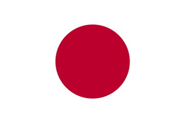 Flag of Asian country of Japan with white circle against white background. Illustration made January 28th 2024, Zurich, Switzerland.