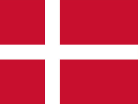 Flag of European country of Denmark with white cross against red background. Illustration made January 28th 2024, Zurich, Switzerland.