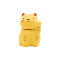 Maneki-neko money cat or prosperity cat isolated on white background  is a symbol of good luck, prosperity and good fortune.