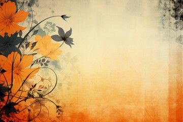 orange abstract floral background with natural grunge textures