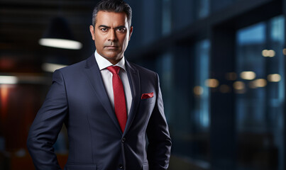 Fototapeta premium Confident Indian male executive, CEO, middle-aged