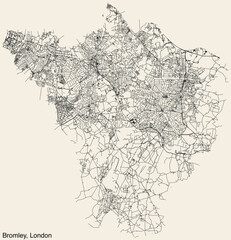Street roads map of the BOROUGH OF BROMLEY, LONDON