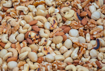 mix of walnuts, cashews, walnuts, Brazil nuts, pecans and almonds