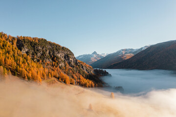 Herbstzauber in den Bergen: Bunte Blätter malen die Naturkulisse - 722176503