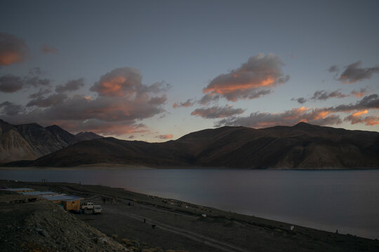 sunset over the lake