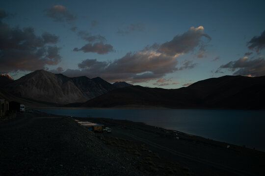 sunset over the lake