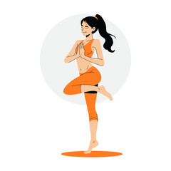 Woman doing Yoga Pose, Concept Flat Style.