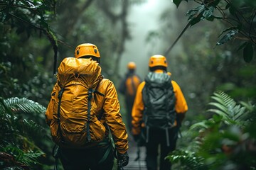 Romantic tandem zip-lining adventure through a lush rainforest