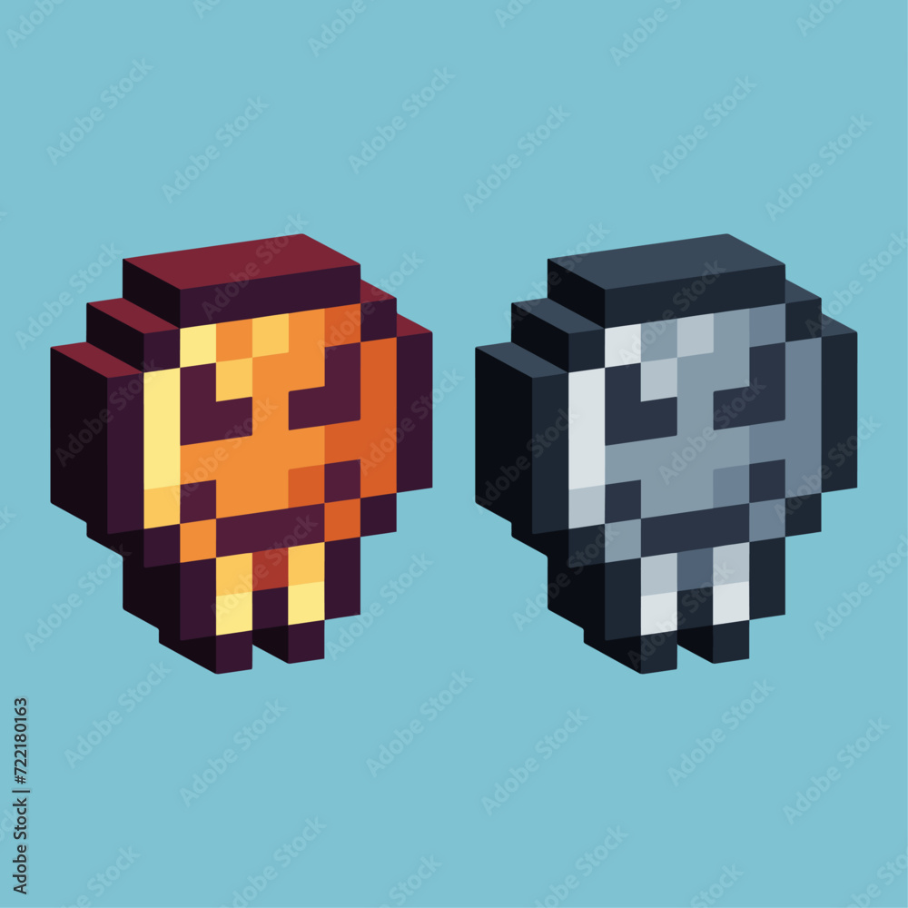 Poster 
Isometric Pixel art 3d of ghost icon for items asset.ghost icon on pixelated style.8bits perfect for game asset or design asset element for your game design asset.