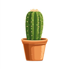 Cartoon illustration of cactus in pot isolated on transparent background