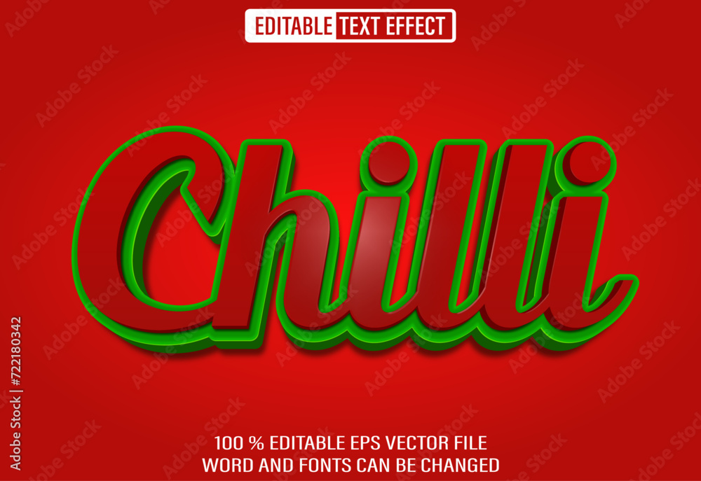 Poster Editable 3d text style effect - Chilli text effect Template