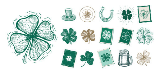St. Patrick's Day set. Hand drawn illustrations