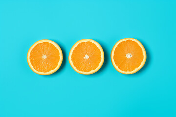 slice of orange in blue surface aerial view