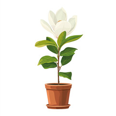 Fototapeta premium Magnolia flower in pot isolated on transparent background