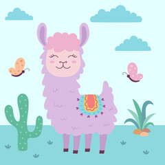 Obraz na płótnie Canvas cute card with llama