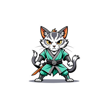 samurai cat illustration