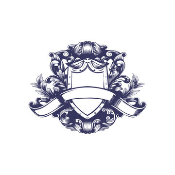 hand drawing vintage crest emblem