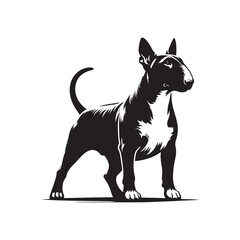 Expressive Pooches: Bull Terrier Silhouette Series Capturing the Expressive Nature and Unique Characteristics of These Dogs - Bull Terrier Illustration - Bull Terrier Vector - Dog Silhouette

