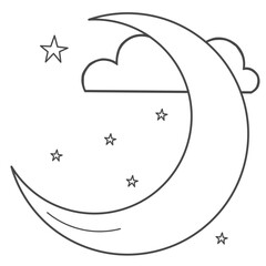 islamic moon line art vector