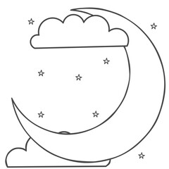 islamic moon line art vector