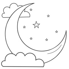 islamic moon line art vector