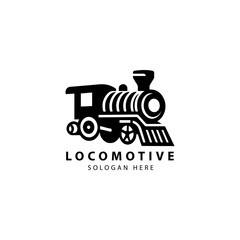 Vintage Old Locomotive Engine Logo Design Vector Illustration © Oby