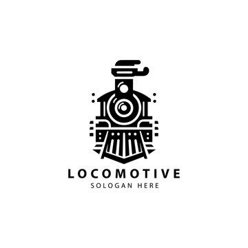 Vintage Old Locomotive Engine Logo Design Vector Illustration