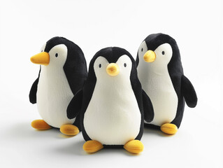 Naklejka premium Penguin like kids soft toys isolated on white background in minimalist style. 
