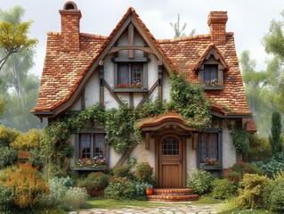Fototapeta na wymiar Storybook Tudor House
