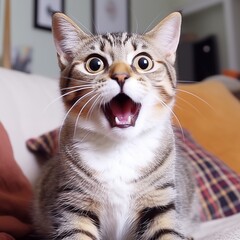 smiling cute cat photo ai generated