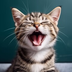 smiling cute cat photo ai generated