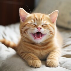 smiling cute cat photo ai generated