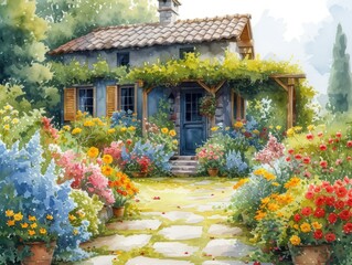 Whimsical Garden Watercolor