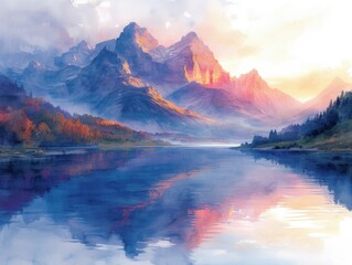 Tranquil Lake Watercolor