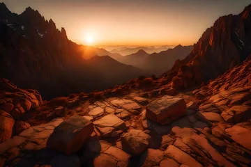 Möbelaufkleber sunset in the mountains © shafiq