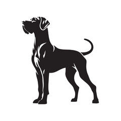 Dynamic Elegance: Great Dane Silhouettes in Motion, Exuding the Dynamic Energy of this Remarkable Canine - Great Dane Illustration - Great Dane Vector - Dog Silhouette
