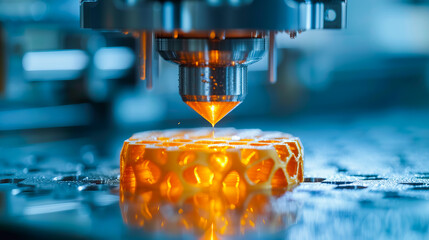 close-up view of a 3D printer in action