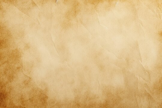Beige parchment paper background. Amber old crumpled parchment texture. Old papyrus paper. Wallpaper