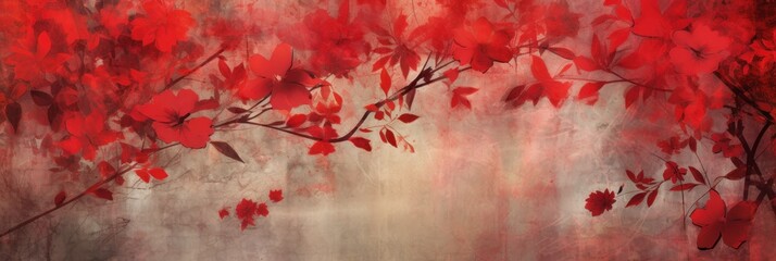 red abstract floral background with natural grunge textures