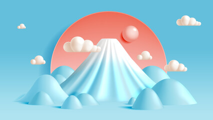 Beautiful mountain Fuji landmark of Japan - obrazy, fototapety, plakaty