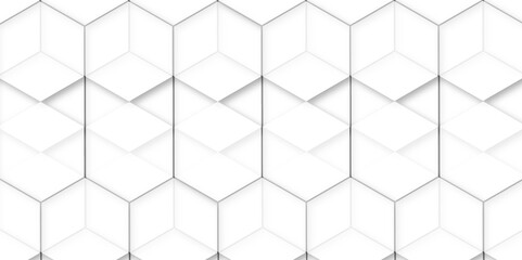 abstract seamless white hexonal swirly marble pattern background. hexagonal geometric patterns print texture background banner panorama. 3d illustration. Hexagon shelf for mock up of copy space.
