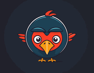 Cartoon crazy chicken with big eyes