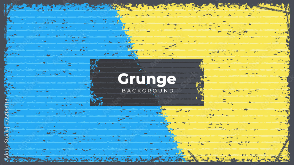 Wall mural Diagonally Bordered Blue and Yellow Grunge Background