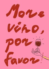 Poster funny, joke poster, more wine please, pink living room poster, print for decoration 